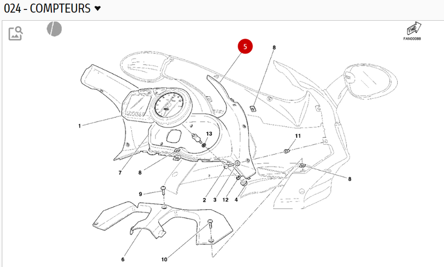 Entourage de Compteur Plaque Bulle Avant - Ducati