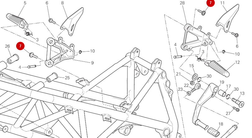 Vis M8X18 Fixation Platine Repose Pied NEUVE - Ducati