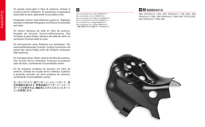 Kit Pare Chaleur Carbone Dessous De Selle NEUF - Ducati Performance
