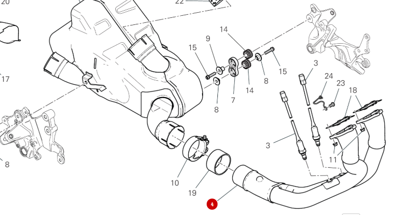 Collecteur échappement horizontal - Ducati