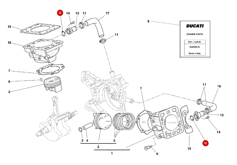 Joint torique raccord cylindre NEUF - Ducati