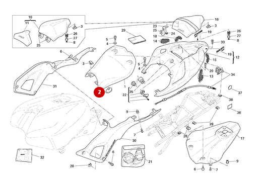Caoutchouc Support Selle NEUF - Ducati