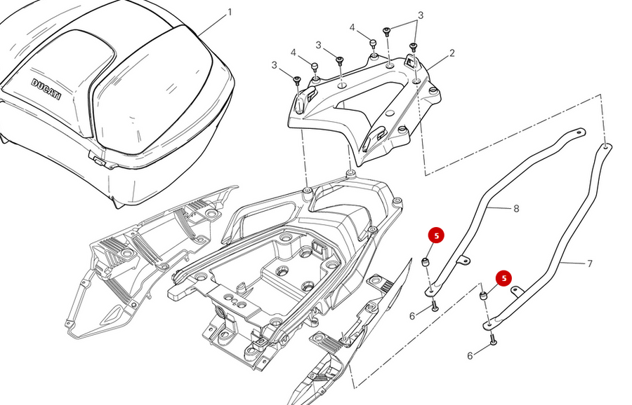Entretoise Support Top Case NEUVE - Ducati