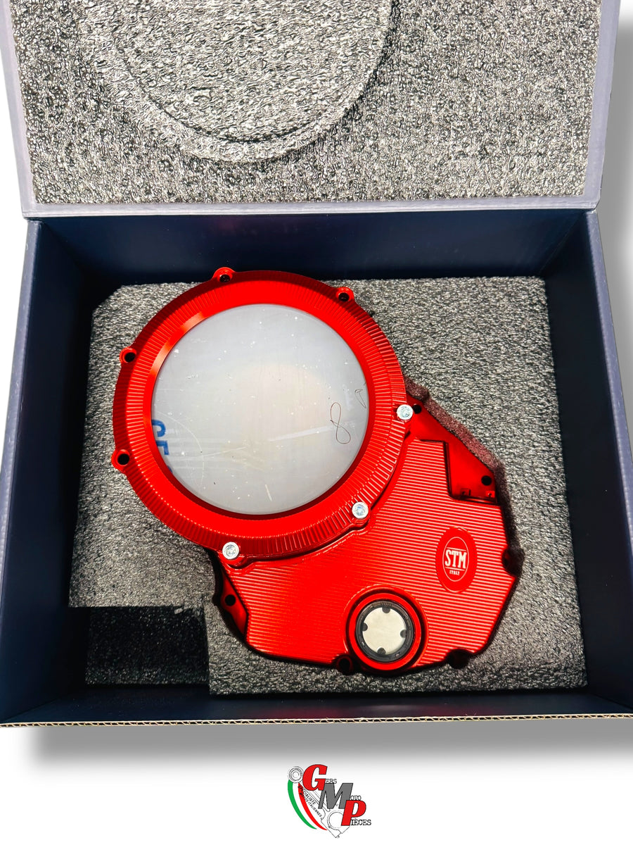 Carter d'embrayage taillé masse STM transparent Rouge NEUF - Ducati