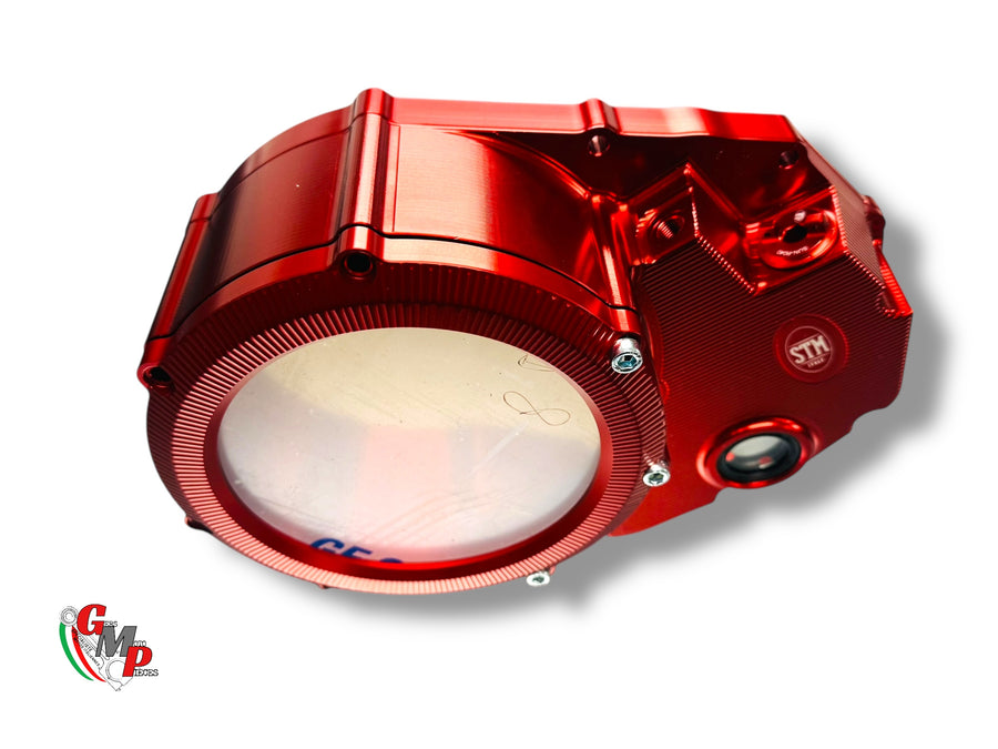 Carter d'embrayage taillé masse STM transparent Rouge NEUF - Ducati