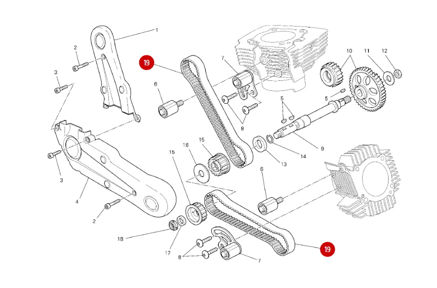 Paire de Courroies de Distribution Neuve - Ducati