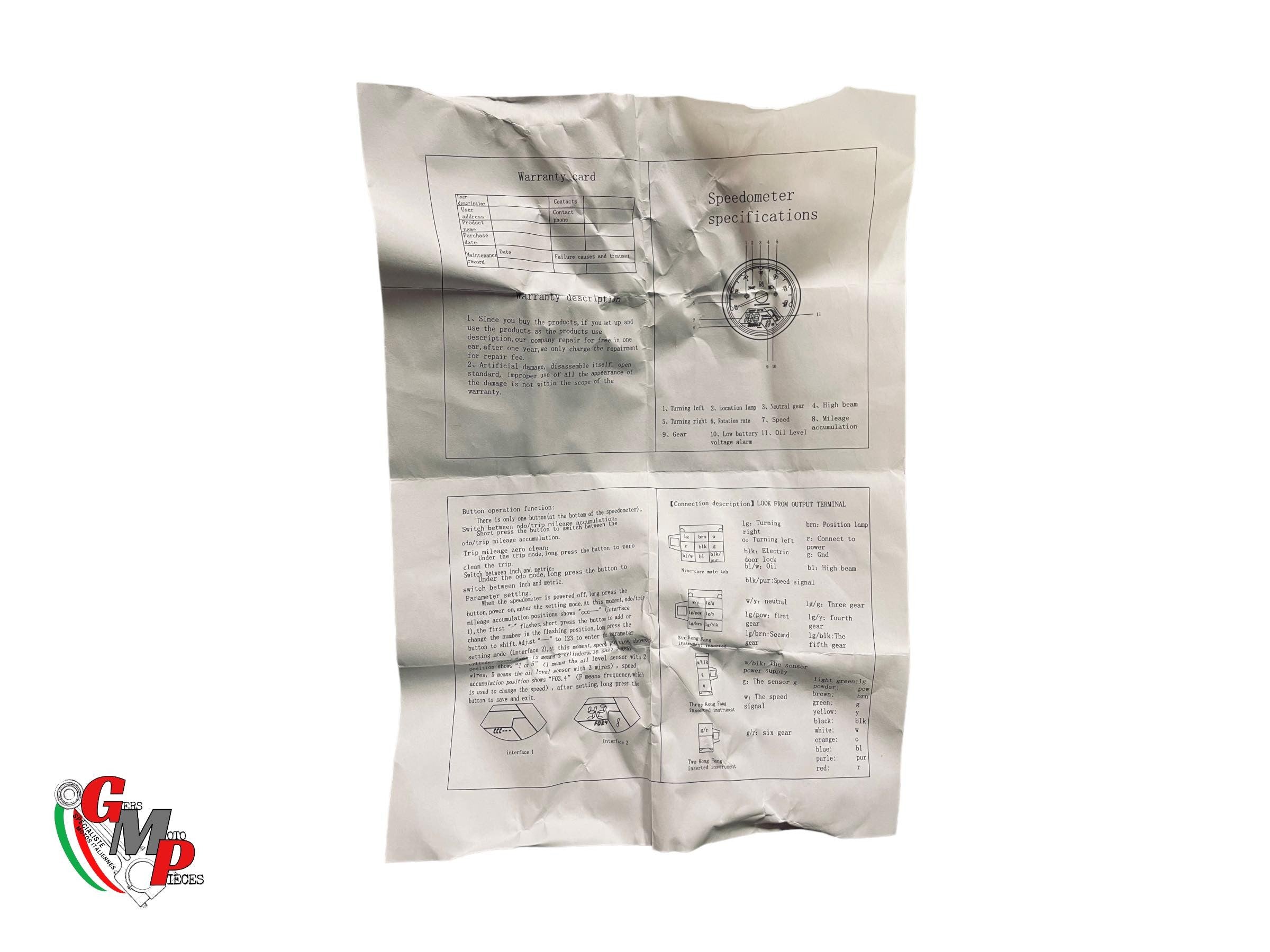 Compteur Adaptable NEUF avec notice - Ducati