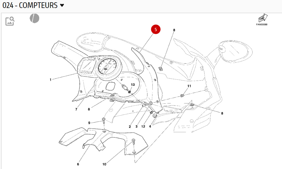 Entourage de Compteur Plaque Bulle Avant - Ducati