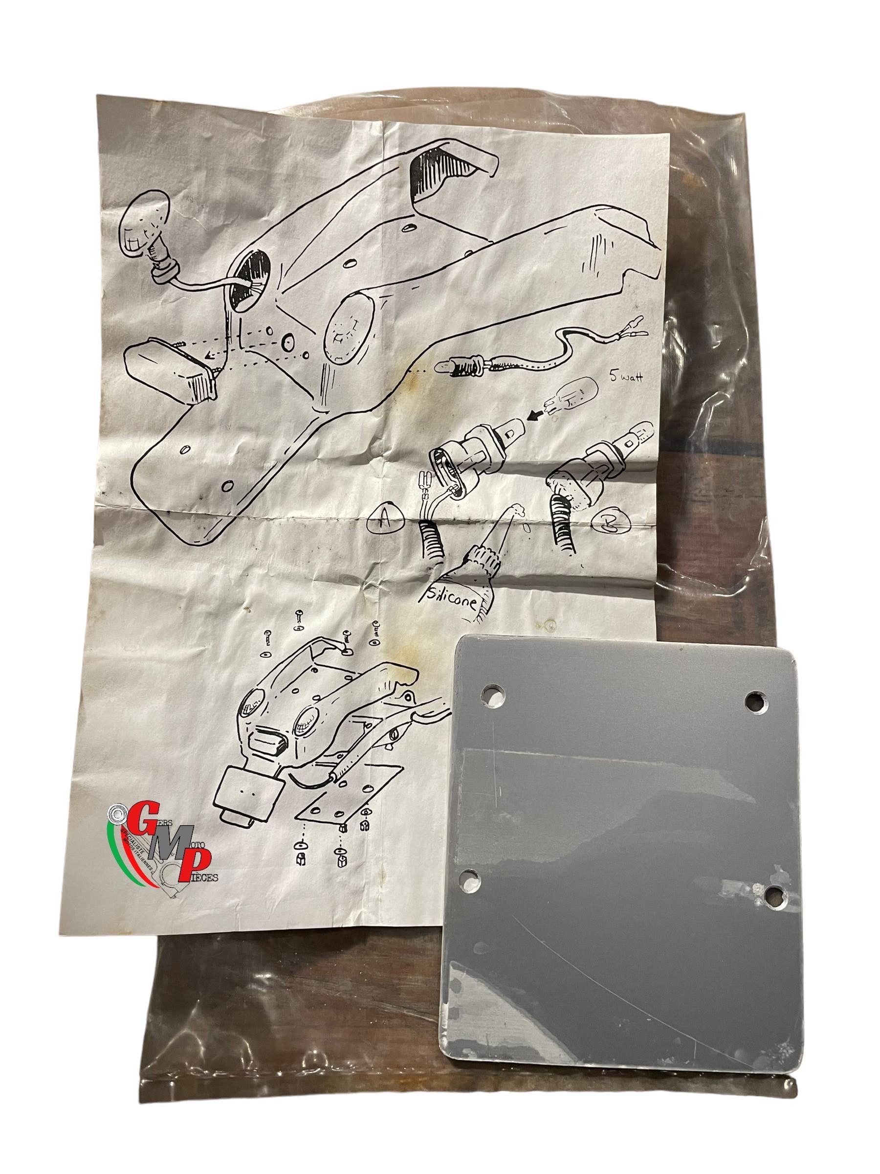 Dessous Support Plaque Alu pour bec de canard carbone clignotant intégré - Ducati
