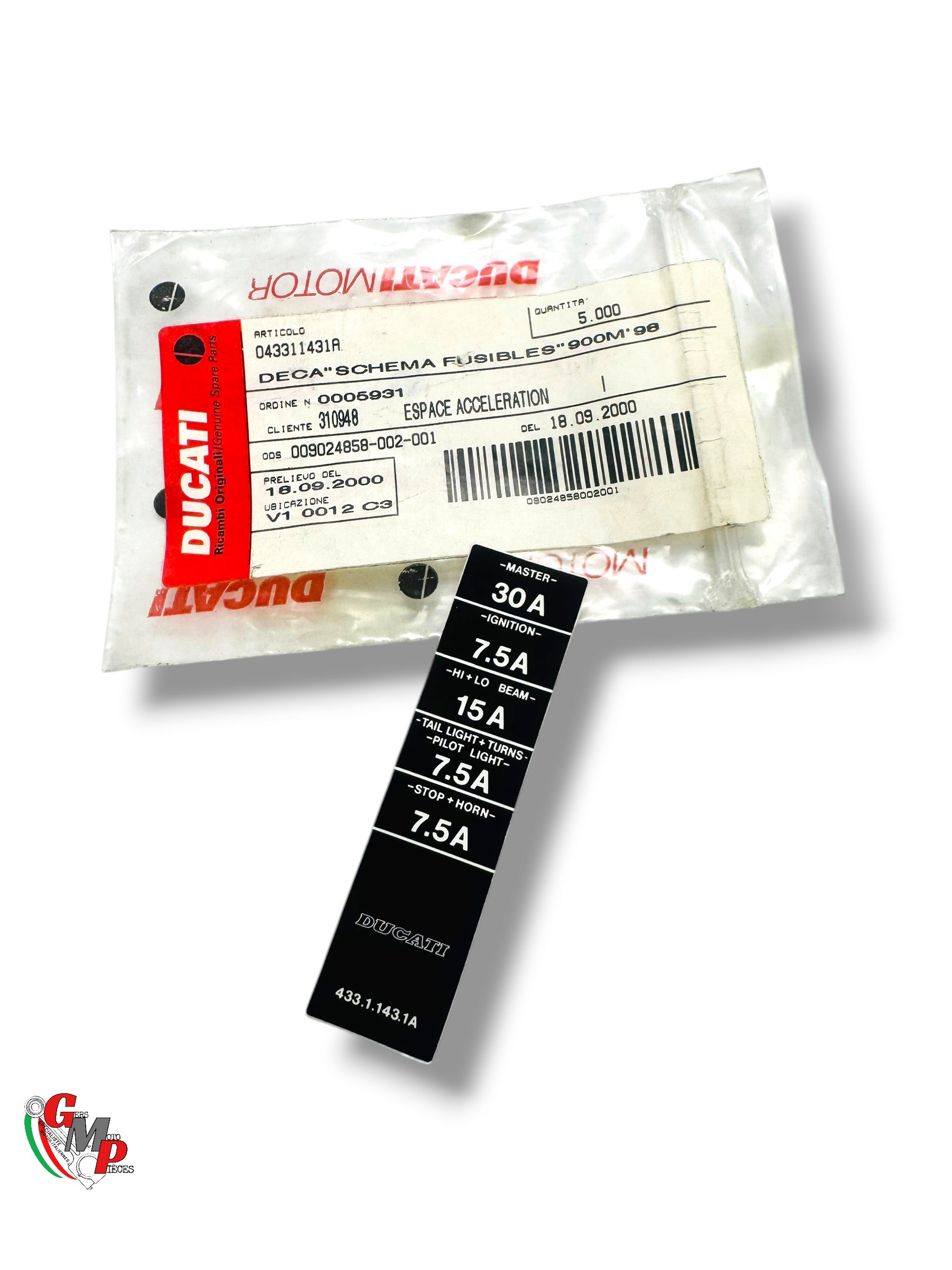 Decalcomanie Couvercle Fusibles NEUF - Ducati
