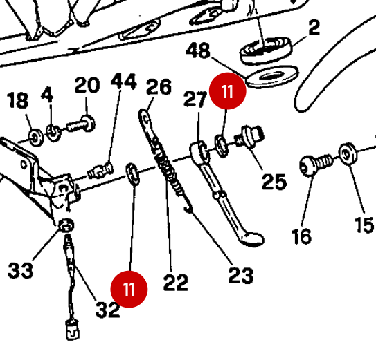 Rondelle de butée béquille NEUF - Ducati