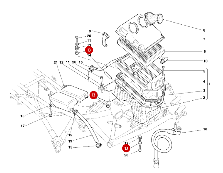 Entretoise de boîte à air NEUVE - Ducati