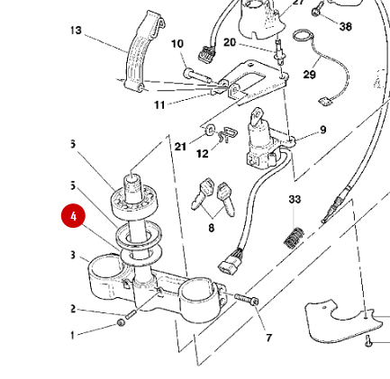 Rondelle inférieur roulement colonne de direction NEUVE - Ducati
