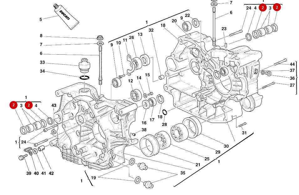 Bague joint spi cage à aiguille carter moteur NEUVE - Ducati