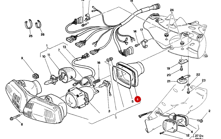 Cache plastique arrière de phare - Ducati