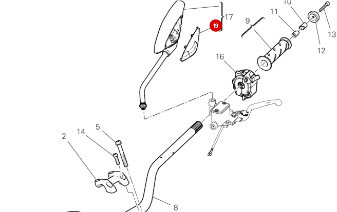Couvercle rétroviseur gauche NEUF - Ducati
