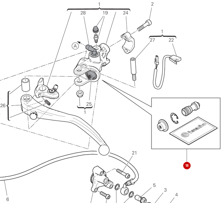 Kit piston BREMBO maitre cylindre embryage NEUF - Ducati
