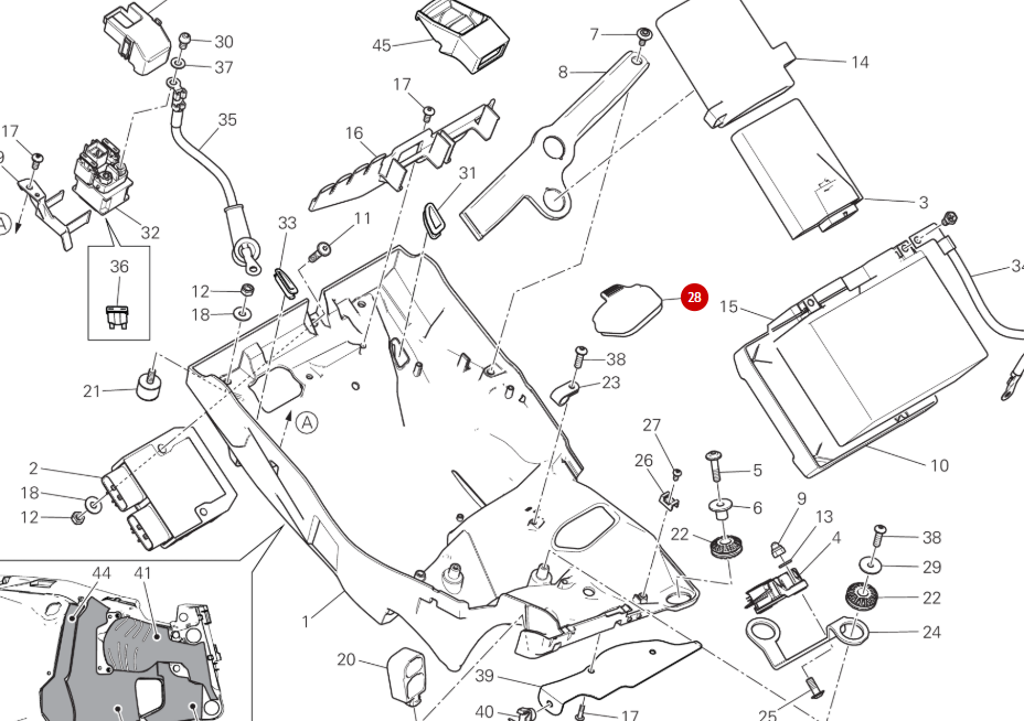 Caoutchouc trappe sous selle - Ducati