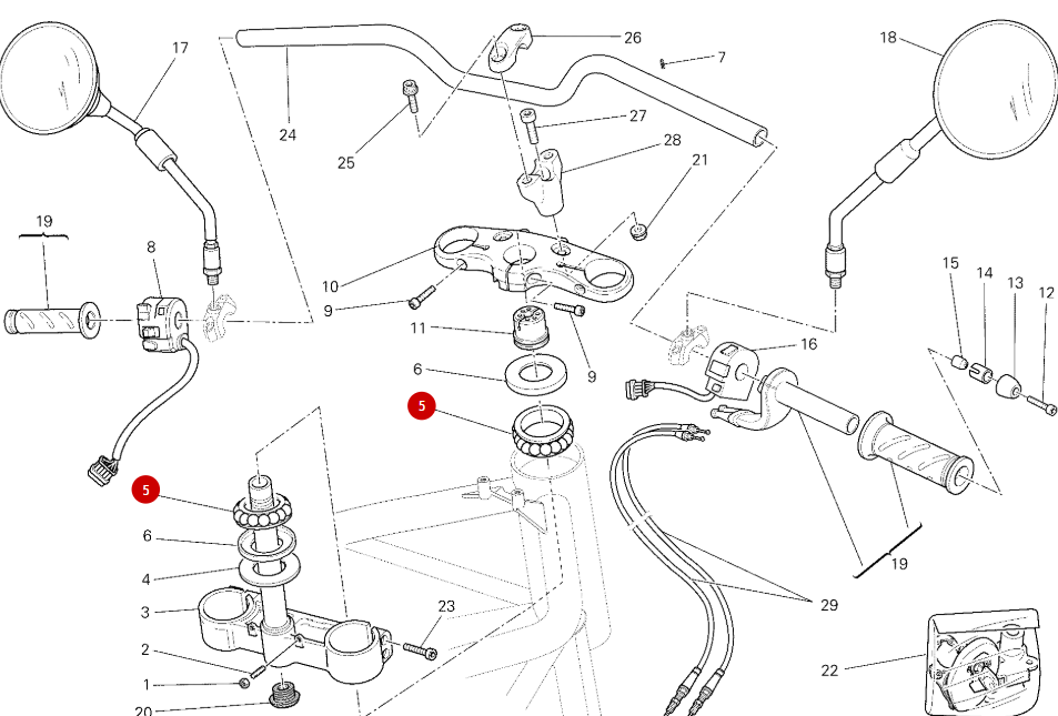 Roulement colonne de direction NEUF - Ducati