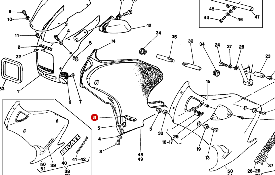 Plaquette Fixation Bas De Carénage NEUVE - Ducati