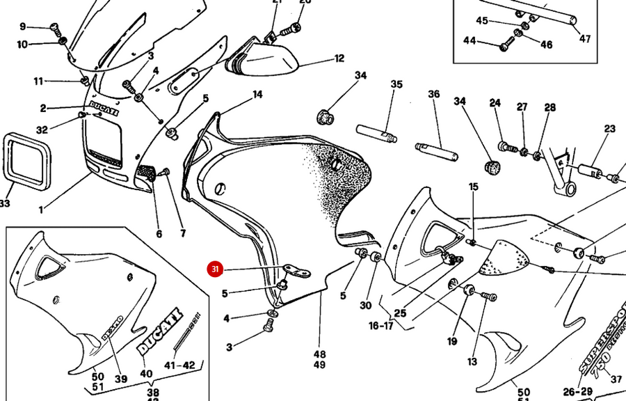 Plaquette Fixation Bas De Carénage NEUVE - Ducati