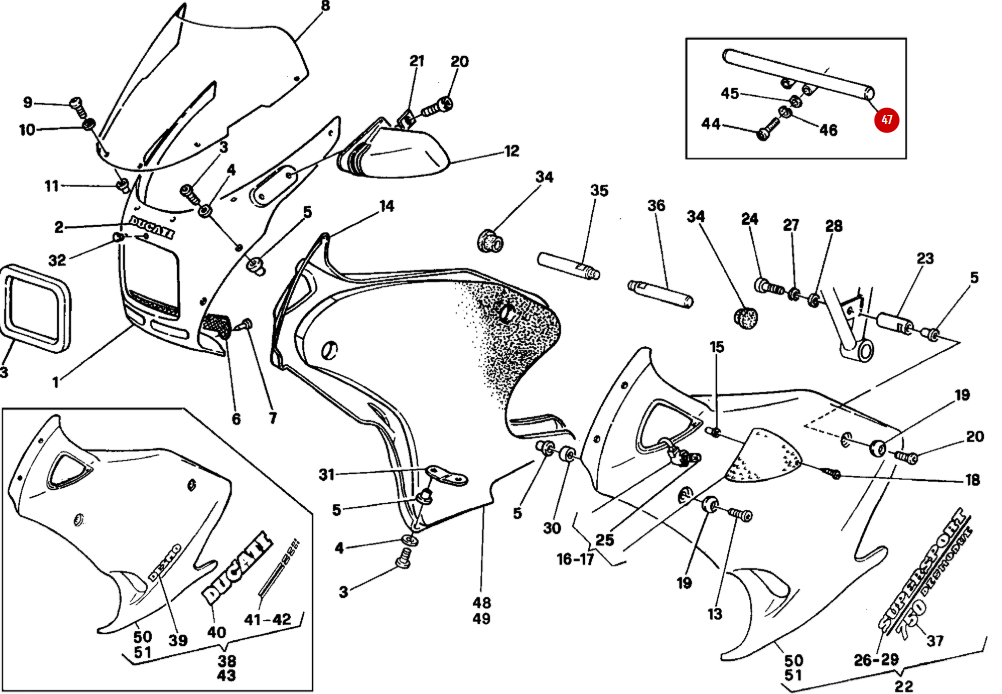 Entretoise Support Carénage NEUVE - Ducati