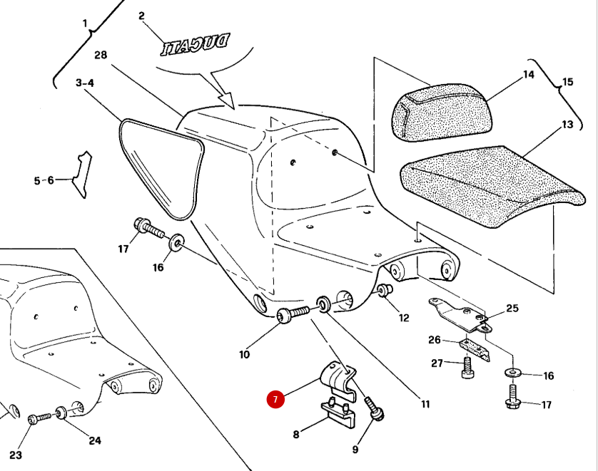 Equerre Fixation coque arrière Monoposto BICHROMATE NEUVE - Ducati