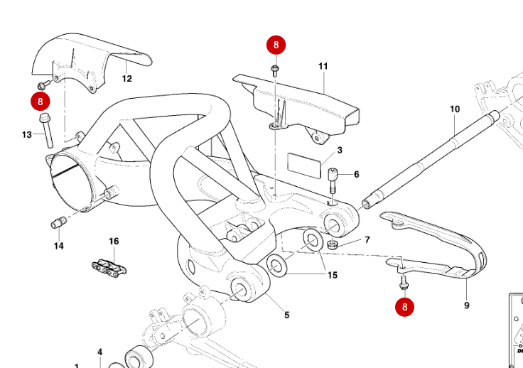 Vis Patin et Protection chaîne NEUVE - Ducati