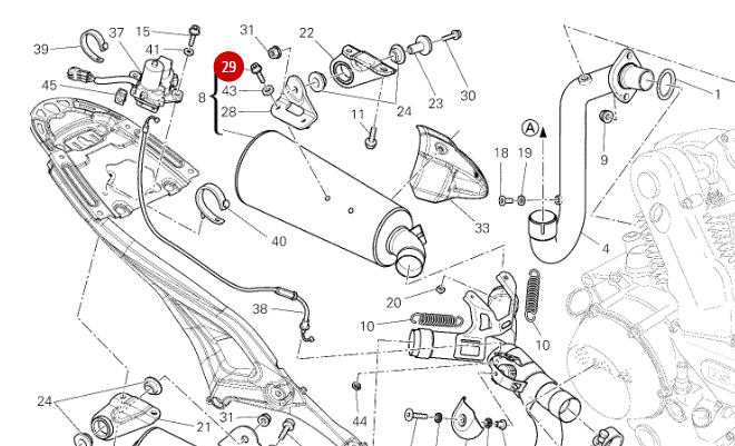Vis Tceif M8X20 Fixation Support Echappement NEUVE - Ducati