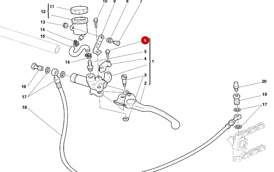 Vis M6X25 Pontet Maître Cylindre Bichromate NEUVE - Ducati