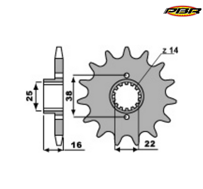 Pignon sortie de boite pas 525 NEUF - Ducati