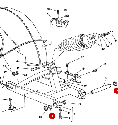 Circlip axe de bras NEUF - Ducati