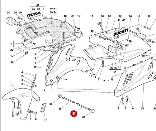 Colonnette Gauche NEUVE - Ducati