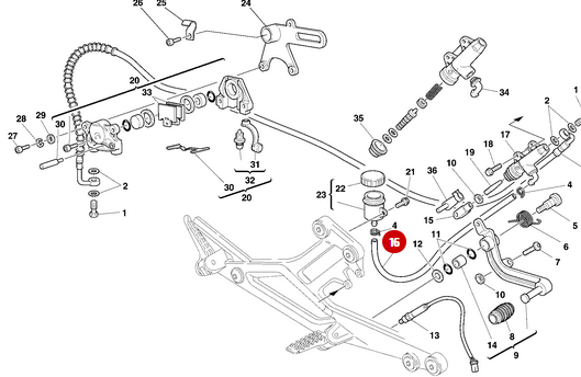 Tuyau Durite Frein Arrière NEUF - Ducati