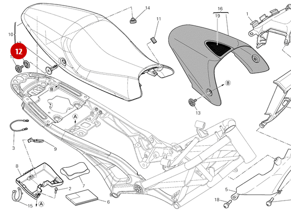 Entretoise Fixation Coque Arrière NEUVE - Ducati