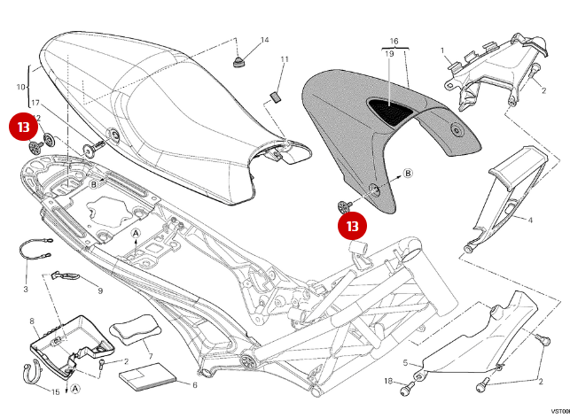 Vis Coque Arrière NEUVE - Ducati