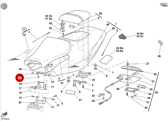 Vis M5X12 Fixation Support Bichromaté NEUVE - Ducati