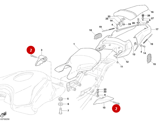 Vis Fixation Selle NEUVE - Ducati