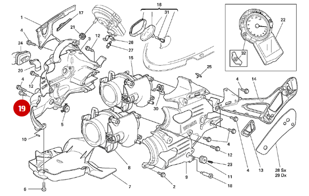 Colonnette Droit NEUVE - Ducati