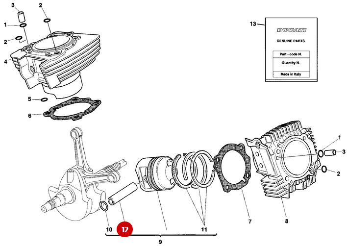 Axe de Piston NEUF - Ducati