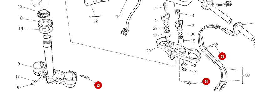 Vis Tceif M8X30 Té De Fourche NEUF - Ducati