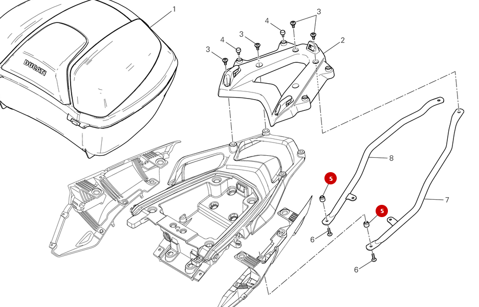 Entretoise Support Top Case NEUVE - Ducati