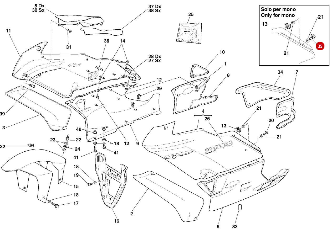 Dzus carénage NEUF - Ducati