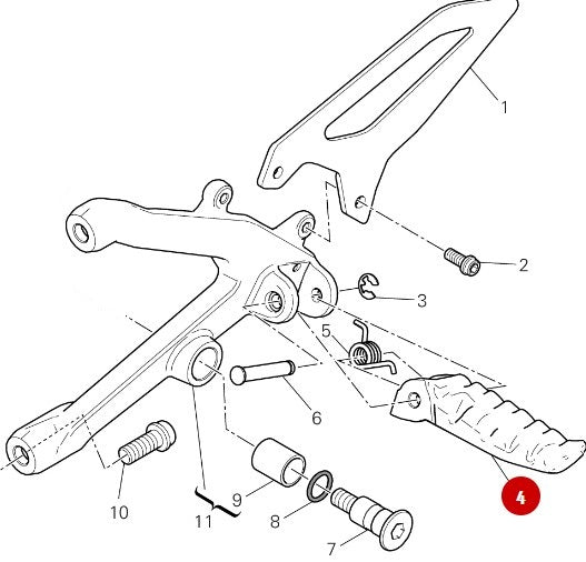 Repose pied avant gauche NEUF - Ducati