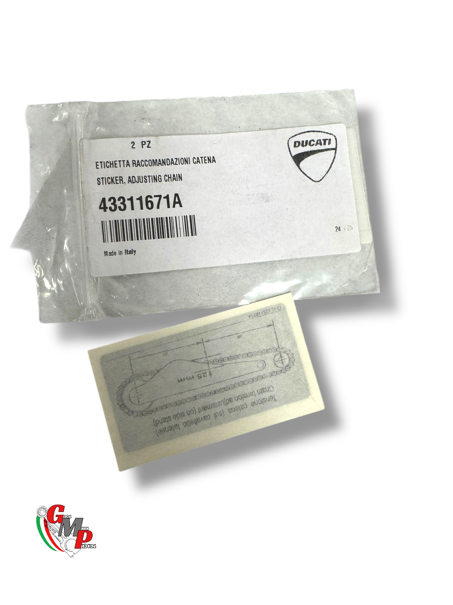 Sticker réglage chaine Neuf - Ducati