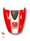 Capot de selle rouge bande blanche - Ducati